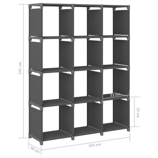 12-Cube Display Shelf Grey 103x30x141 cm Fabric - Giant Lobelia