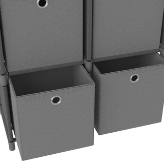 6-Cube Display Shelf with Boxes Grey 103x30x72.5 cm Fabric - Giant Lobelia