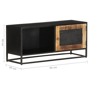 TV Cabinet 90x30x40 cm Rough Mango Wood - Giant Lobelia