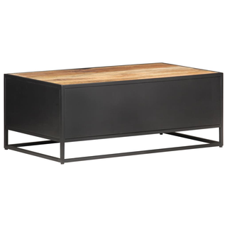 vidaXL Coffee Table 90x50x35 cm Rough Mango Wood and Natural Cane - Giant Lobelia