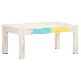 vidaXL Coffee Table White 110x60x45 cm Solid Mango Wood - Giant Lobelia