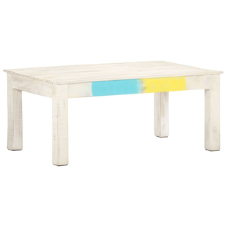 vidaXL Coffee Table White 110x60x45 cm Solid Mango Wood - Giant Lobelia