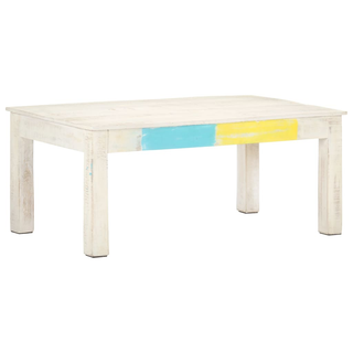 vidaXL Coffee Table White 110x60x45 cm Solid Mango Wood - Giant Lobelia