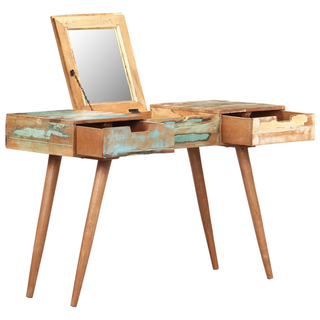 vidaXL Dressing Table with Mirror 112x45x76 cm Solid Reclaimed Wood - Giant Lobelia