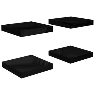 Floating Wall Shelves 4 pcs High Gloss Black 23x23.5x3.8 cm MDF - Giant Lobelia