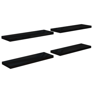 Floating Wall Shelves 4 pcs High Gloss Black 80x23.5x3.8 cm MDF - Giant Lobelia