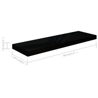 Floating Wall Shelves 4 pcs High Gloss Black 80x23.5x3.8 cm MDF - Giant Lobelia