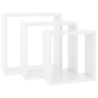 Wall Cube Shelves 3 pcs White MDF - Giant Lobelia