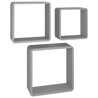 Wall Cube Shelves 3 pcs Grey MDF - Giant Lobelia