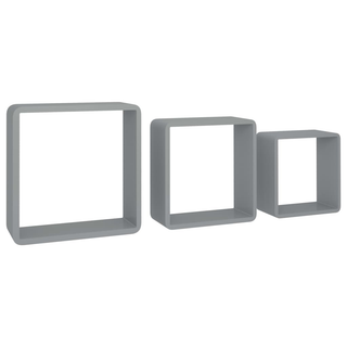 Wall Cube Shelves 3 pcs Grey MDF - Giant Lobelia