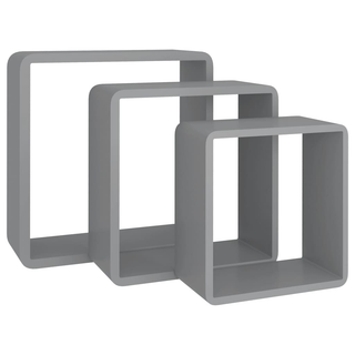 Wall Cube Shelves 3 pcs Grey MDF - Giant Lobelia