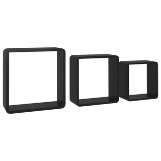 Wall Cube Shelves 3 pcs Black MDF - Giant Lobelia