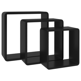 Wall Cube Shelves 3 pcs Black MDF - Giant Lobelia