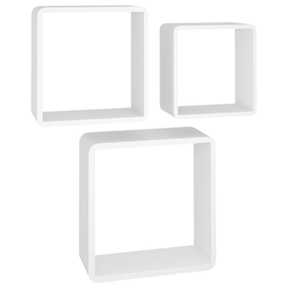 Wall Cube Shelves 3 pcs White MDF - Giant Lobelia