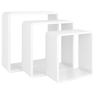 Wall Cube Shelves 3 pcs White MDF - Giant Lobelia