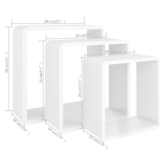 Wall Cube Shelves 3 pcs White MDF - Giant Lobelia