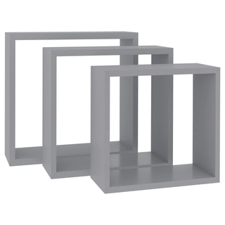 Wall Cube Shelves 3 pcs Grey MDF - Giant Lobelia