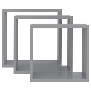 Wall Cube Shelves 3 pcs Grey MDF - Giant Lobelia