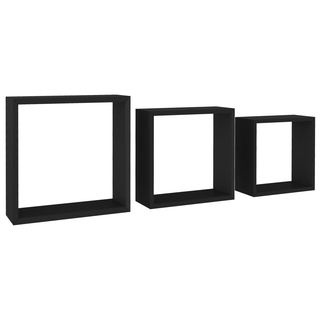 Wall Cube Shelves 3 pcs Black MDF - Giant Lobelia