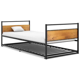 vidaXL Pull-out Bed Frame Black Metal 90x200 cm - Giant Lobelia