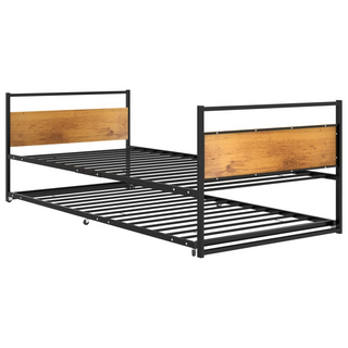 vidaXL Pull-out Bed Frame Black Metal 90x200 cm - Giant Lobelia