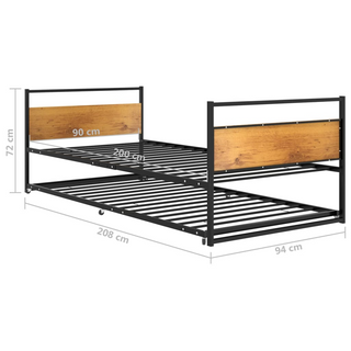 vidaXL Pull-out Bed Frame Black Metal 90x200 cm - Giant Lobelia