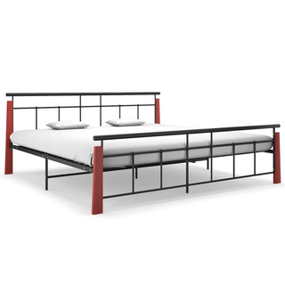 Bed Frame Metal and Solid Oak Wood 200x200 cm - Giant Lobelia