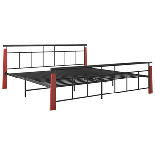 Bed Frame Metal and Solid Oak Wood 200x200 cm - Giant Lobelia