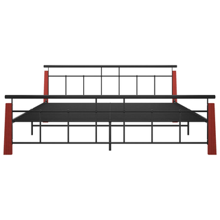 Bed Frame Metal and Solid Oak Wood 200x200 cm - Giant Lobelia