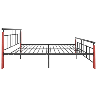 Bed Frame Metal and Solid Oak Wood 200x200 cm - Giant Lobelia