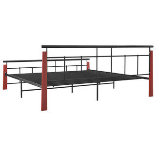 Bed Frame Metal and Solid Oak Wood 200x200 cm - Giant Lobelia