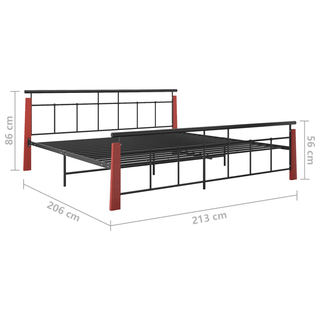 Bed Frame Metal and Solid Oak Wood 200x200 cm - Giant Lobelia