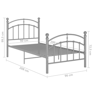 Bed Frame Grey Metal 90x200 cm - Giant Lobelia