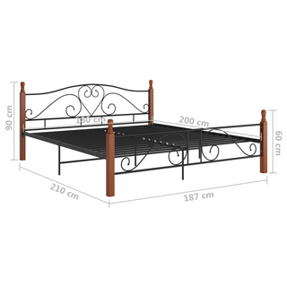 Bed Frame Black Metal 180x200 cm 6FT Super King - Giant Lobelia