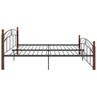 Bed Frame Black Metal and Solid Oak Wood 200x200 cm - Giant Lobelia