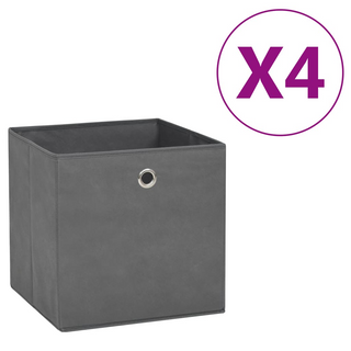 vidaXL Storage Boxes 4 pcs Non-woven Fabric 28x28x28 cm Grey - Giant Lobelia