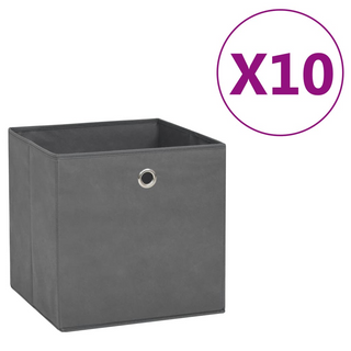 vidaXL Storage Boxes 10 pcs Non-woven Fabric 28x28x28 cm Grey - Giant Lobelia