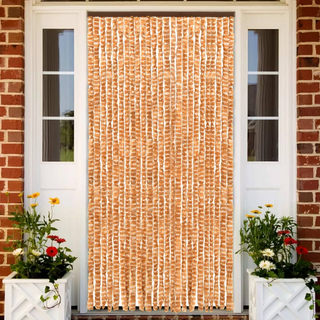 vidaXL Insect Curtain Ochre and White 100x220 cm Chenille - Giant Lobelia