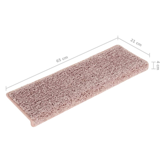 Carpet Stair Treads 15 pcs 65x21x4 cm White and Pink - Giant Lobelia