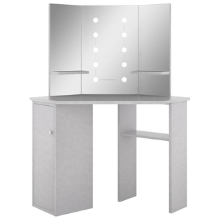 Corner Dressing Table with LED Concrete Grey 111x54x141.5 cm - Giant Lobelia