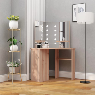 Corner Dressing Table with LED Oak 111x54x141.5 cm - Giant Lobelia