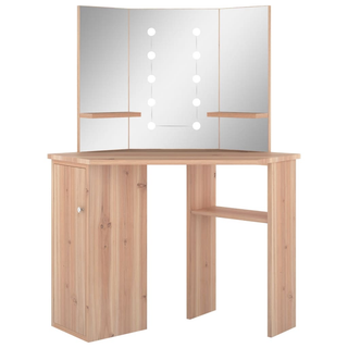 Corner Dressing Table with LED Oak 111x54x141.5 cm - Giant Lobelia