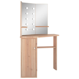 Corner Dressing Table with LED Oak 111x54x141.5 cm - Giant Lobelia