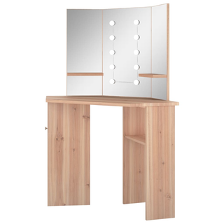 Corner Dressing Table with LED Oak 111x54x141.5 cm - Giant Lobelia