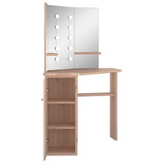 Corner Dressing Table with LED Oak 111x54x141.5 cm - Giant Lobelia