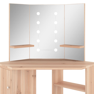 Corner Dressing Table with LED Oak 111x54x141.5 cm - Giant Lobelia