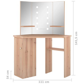 Corner Dressing Table with LED Oak 111x54x141.5 cm - Giant Lobelia