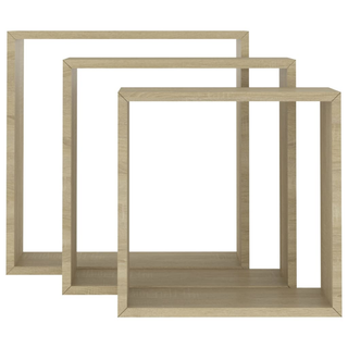 Wall Cube Shelves 3 pcs Sonoma Oak - Giant Lobelia