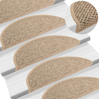 vidaXL Stair Mats Self-adhesive Sisal-Look 15 pcs 56x17x3 cm Dark Beige - Giant Lobelia