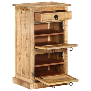 4-Layer Shoe Cabinet with Drawer Solid Rough Mango Wood - Giant Lobelia